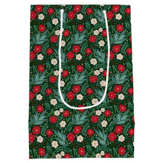 Christmas Floral Gift Bag Medium Cadeauzakje (Achterkant)