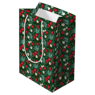 Christmas Floral Gift Bag Medium Cadeauzakje
