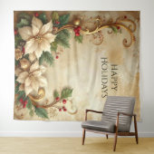 Christmas Floral Holiday Backdrop Wandkleed (In Situ (horizontaal))
