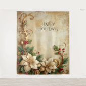 Christmas Floral Holiday Backdrop Wandkleed (Voorkant)