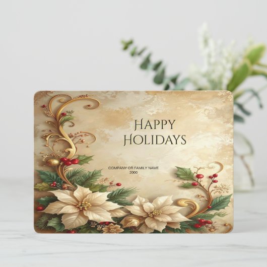 Christmas Floral Holiday Card Feestdagenkaart (Staand voorkant)