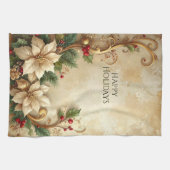 Christmas Floral Holiday Kitchen Towel Theedoek (Horizontaal)