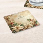 Christmas Floral Holiday Paper Coaster Kartonnen Onderzetters (Schuin)