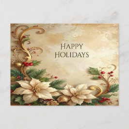 Christmas Floral Holiday Postcard Briefkaart