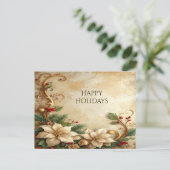 Christmas Floral Holiday Postcard Briefkaart (Staand voorkant)