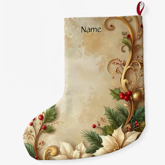 Christmas Floral Holiday Stocking Grote Kerstsok (Achterkant)