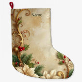Christmas Floral Holiday Stocking Grote Kerstsok (Voorkant)