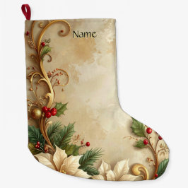 Christmas Floral Holiday Stocking Grote Kerstsok