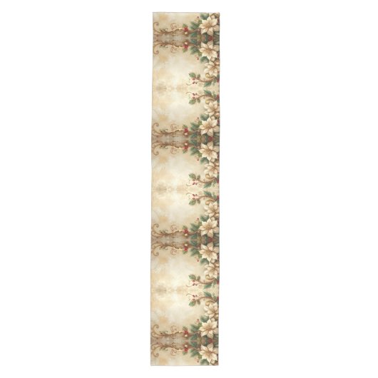 Christmas Floral Holiday Table Runner Medium Tafelloper (Voorkant)