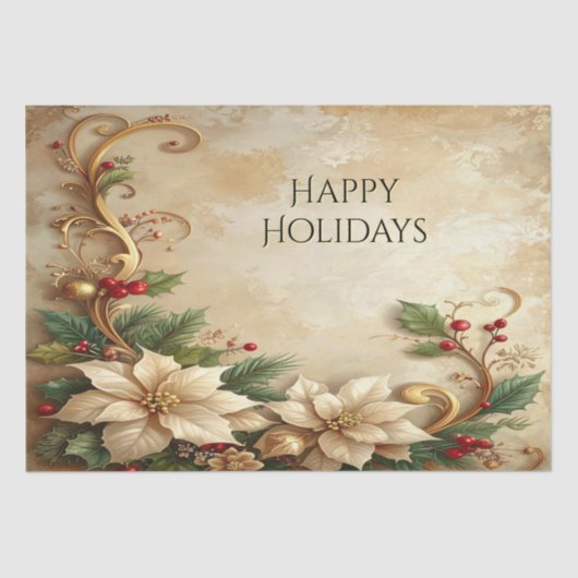 Christmas Floral Holiday Tissue Paper Tissuepapier (Voorkant)