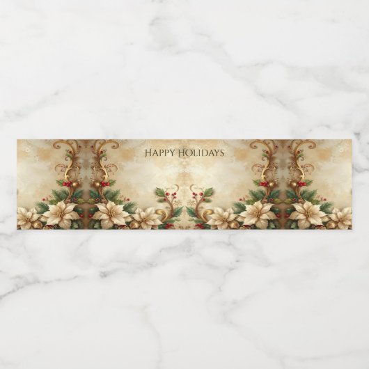 Christmas Floral Holiday Water Bottle Label Waterfles Etiket (Enkel label)