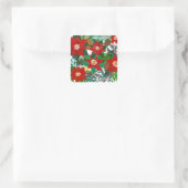 Christmas Floral Leaf Art Vierkante Sticker (Tas)