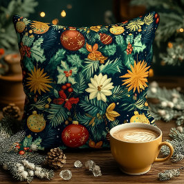 Christmas Floral Ornament Personalized Pillow Kussen