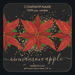 Christmas Floral Poinsettia Kaars label product<br><div class="desc">Verpak je met de hand gemaakte kerstkaarsen in potten met deze prachtige kerstster Poinsettia bloemlabels</div>