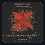 Christmas Floral Poinsettia Kaars label product<br><div class="desc">Verpak je met de hand gemaakte kerstkaarsen in potten met deze prachtige kerstster Poinsettia bloemlabels</div>