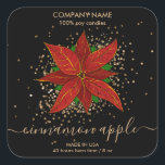 Christmas Floral Poinsettia Kaars label product<br><div class="desc">Verpak je met de hand gemaakte kerstkaarsen in potten met deze prachtige kerstster Poinsettia bloemlabels</div>