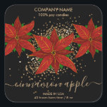 Christmas Floral Poinsettia Kaars label product<br><div class="desc">Verpak je met de hand gemaakte kerstkaarsen in potten met deze prachtige kerstster Poinsettia bloemlabels</div>