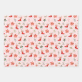 Christmas Floral Red Ice Skates Inpakpapier Vel (Voorkant 2)