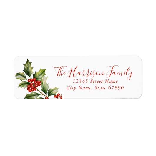 Christmas Floral Return Address Labels (Voorkant)