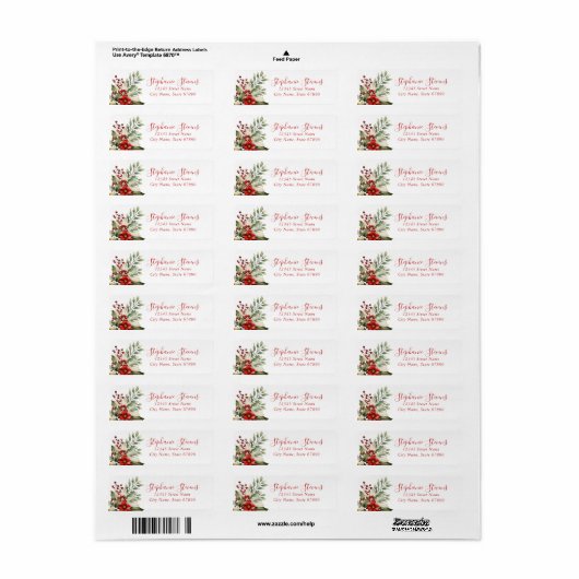 Christmas Floral Return Address Labels (Full Sheet)