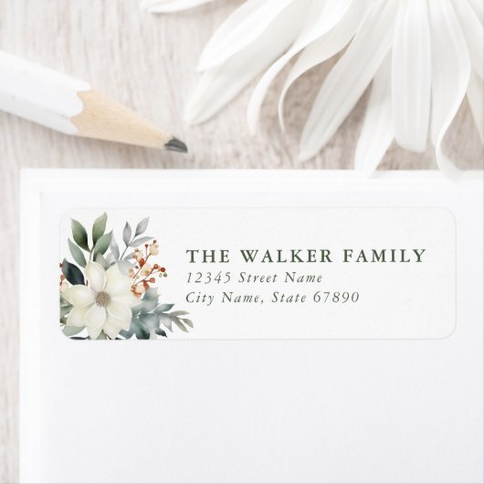 Christmas Floral Return Address Labels (Insitu)