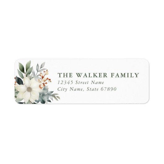 Christmas Floral Return Address Labels (Voorkant)