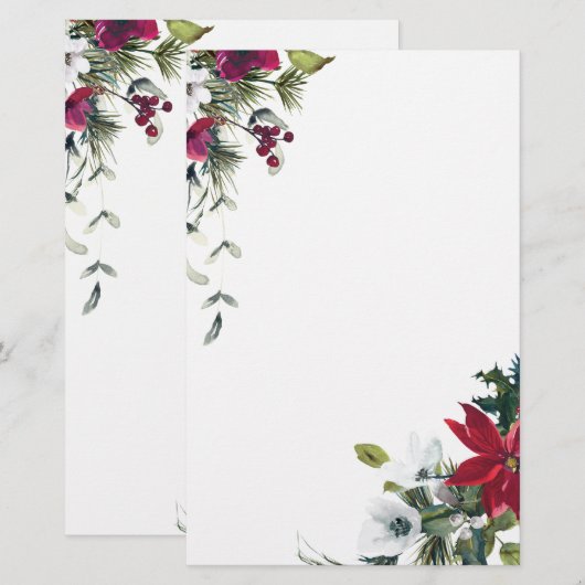 Christmas Flowers Briefpapier (Voorkant / Achterkant)