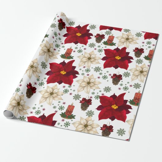 Christmas flowers cadeaupapier (Uitgerold)