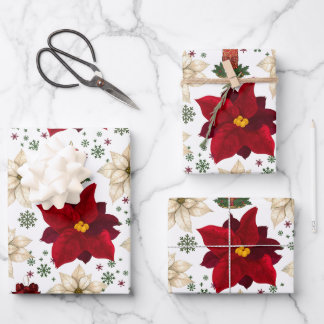 Christmas flowers inpakpapier vel
