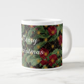 Christmas Flowers Pattern,Gold Red Green Black  Grote Koffiekop (Voorkant rechts)