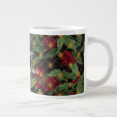 Christmas Flowers Pattern,Gold Red Green Black  Grote Koffiekop (Rechts)
