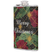 Christmas Flowers Pattern,Gold Red Green Black  Heupfles (Links)