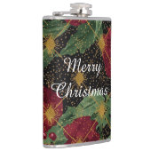 Christmas Flowers Pattern,Gold Red Green Black  Heupfles (Rechts)