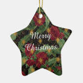 Christmas Flowers Pattern,Gold Red Green Black  Keramisch Ornament (Links)