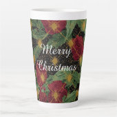 Christmas Flowers Pattern,Gold Red Green Black Latte Mok (Voorkant)