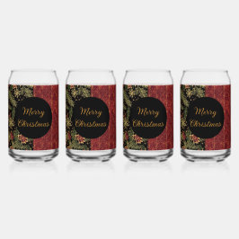 Christmas Flowers ,Red Gold Black,Merry Christmas  Blikvorm Glas