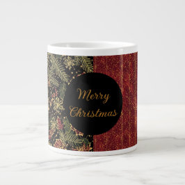 Christmas Flowers ,Red Gold Black,Merry Christmas  Grote Koffiekop