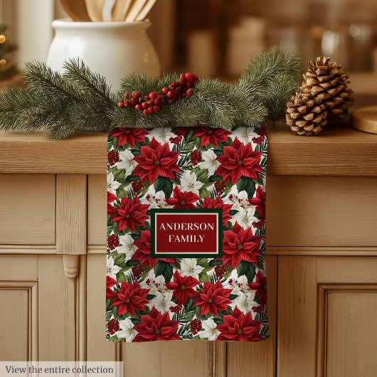 Christmas Flowers Towel Elegant Kitchen Mom Gift Theedoek