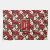 Christmas Flowers Towel Elegant Kitchen Mom Gift Theedoek (Horizontaal)