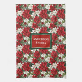 Christmas Flowers Towel Elegant Kitchen Mom Gift Theedoek (Verticaal)