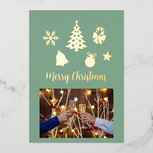 Christmas Foil Photo Postcard, Foil Postcard Folie Uitnodiging (Voorkant)