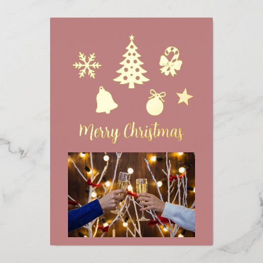 Christmas Foil Photo Postcard, Foil Postcard Folie Uitnodiging (Voorkant)