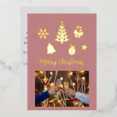 Christmas Foil Photo Postcard, Foil Postcard Folie Uitnodiging (Voorkant / Achterkant)