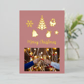 Christmas Foil Photo Postcard, Foil Postcard Folie Uitnodiging (Staand Voorkant)