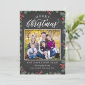 Christmas Foliage EDITABLE ACHTERGROND Vakantie Ka Feestdagenkaart (Staand voorkant)