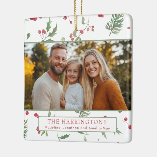 Christmas Foliage Photo Ceramic Ornament (Links)