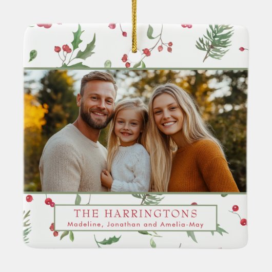 Christmas Foliage Photo Ceramic Ornament (Achterkant)
