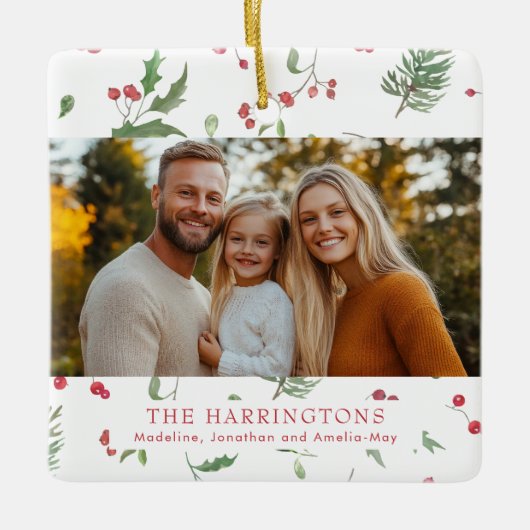 Christmas Foliage Photo Keramisch Ornament (Voorkant)