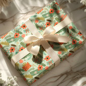 Christmas Foliage Poinsettia Mint Botanical Cadeaupapier