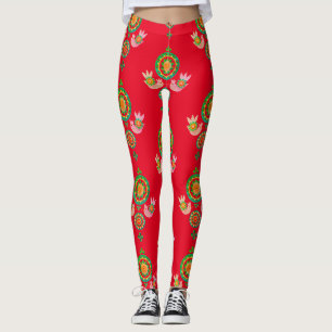 CHRISTMAS FOLK ART PRINED Leggings